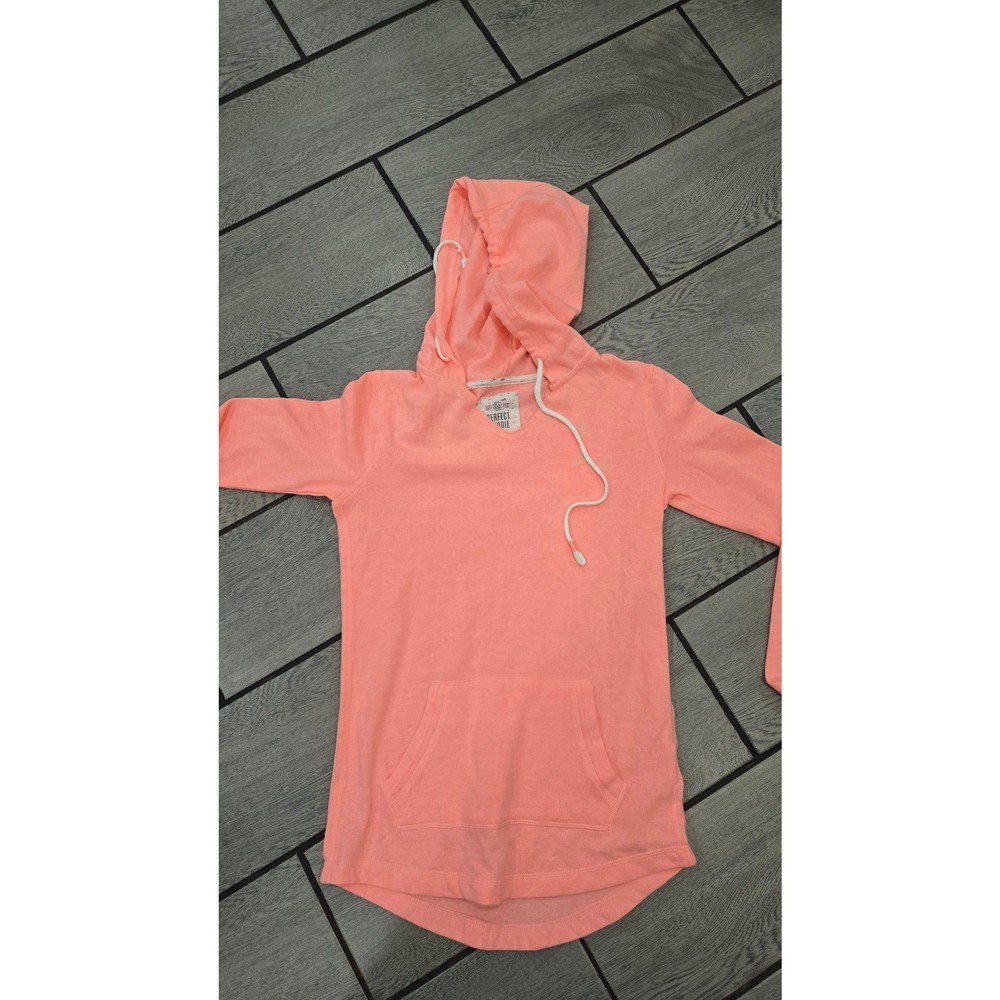 SO Perfect Hoodie Optic Coral Notch Neck Tunic Hoodie XS JG64411R New